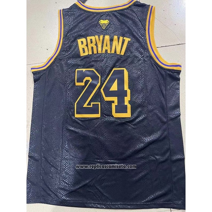 Camiseta Los Angeles Lakers Kobe Bryant #8 24 Black Mamba Snakeskin Negro